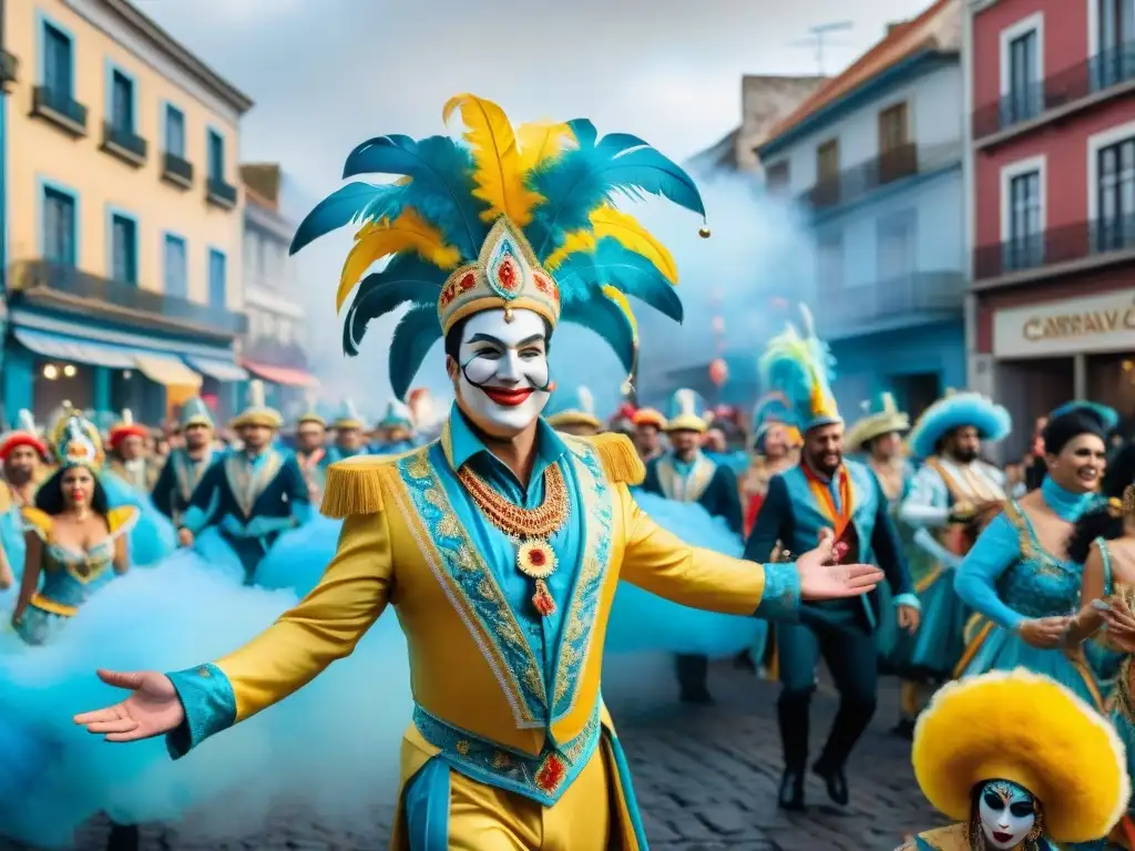 Desfile vibrante de Carnaval Uruguayo Desfile vibrante de Carnaval Uruguayo en superficies inesperadas