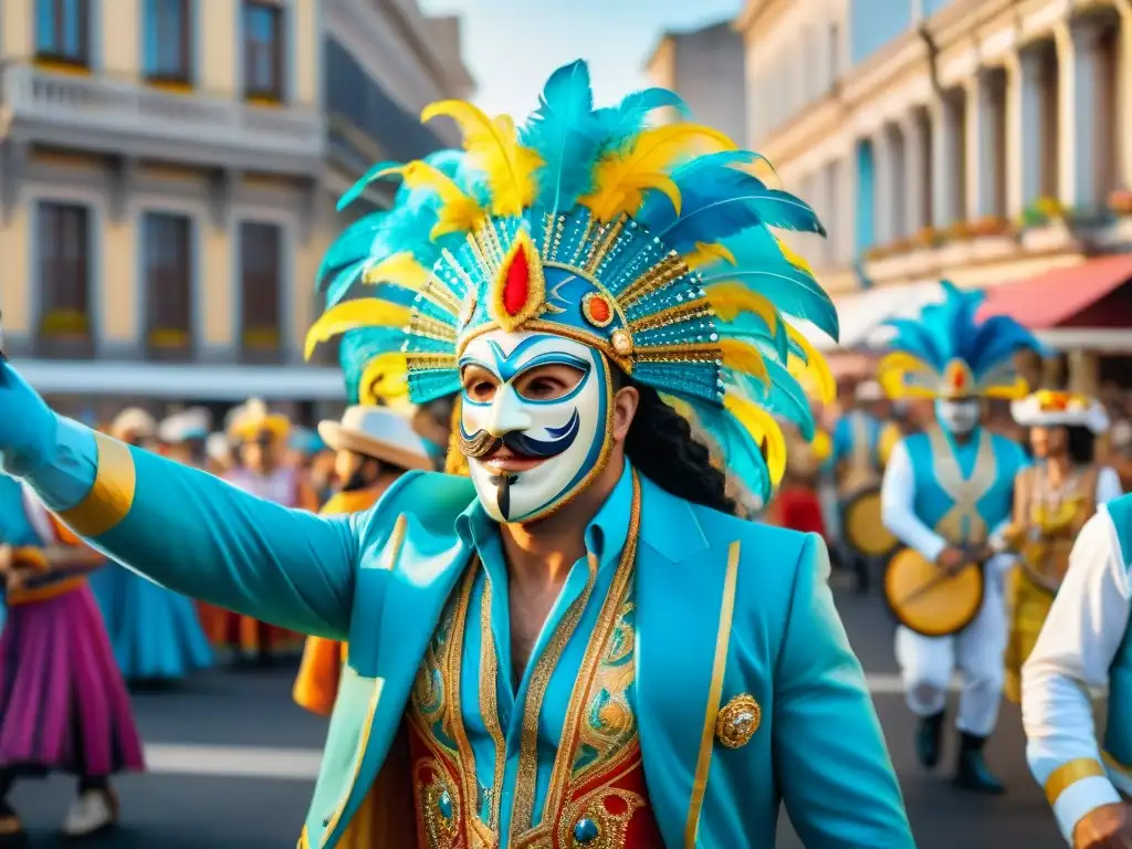 Deslumbrante Carnaval en Uruguay: fusión cultural vibrante Desfile vibrante en Carnaval uruguayo fusiona influencia italiana y española