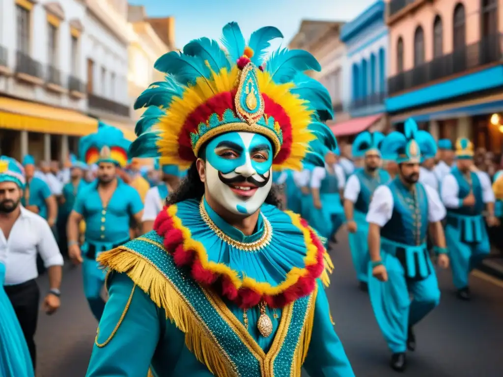 Carnaval Uruguayo: Desfile vibrante y colorido Desfile vibrante en el Carnaval Uruguayo, turismo internacional maravillado por la cultura y la fiesta