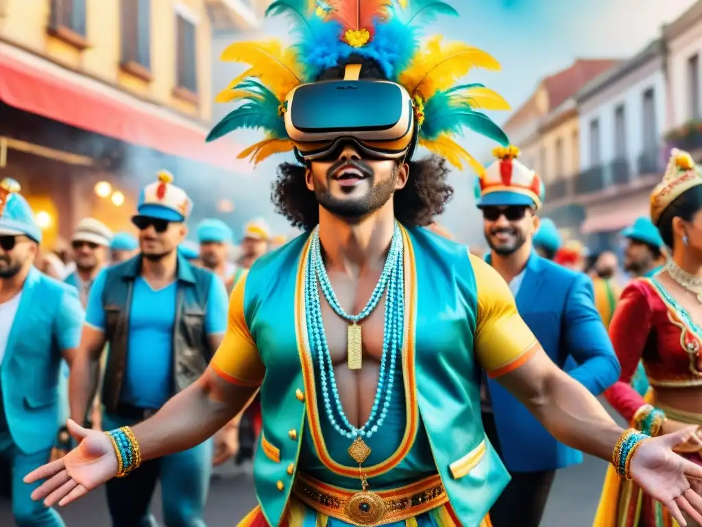 Carnaval Uruguayo: Desfile virtual en vivo Desfile vibrante de carros alegóricos y bailarines en el Carnaval Uruguayo en Realidad Virtual