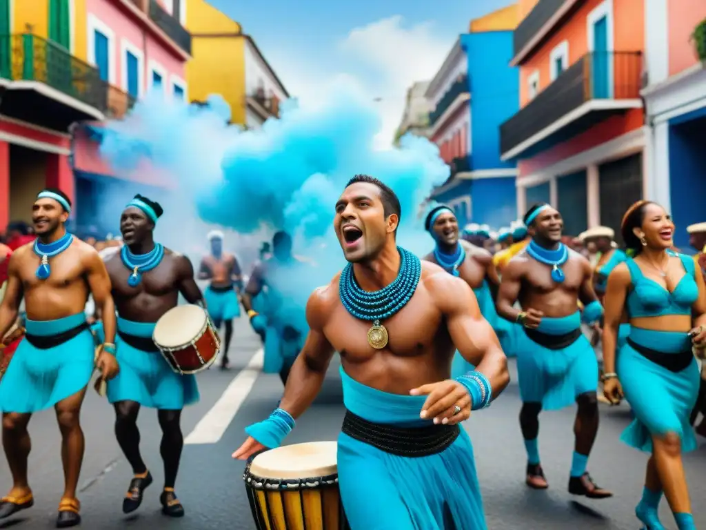 Comparsa de Candombe: tradición y alegría en las calles Un desfile vibrante de comparsas en Candombe, resaltando la importancia de la preservación de esta tradición cultural