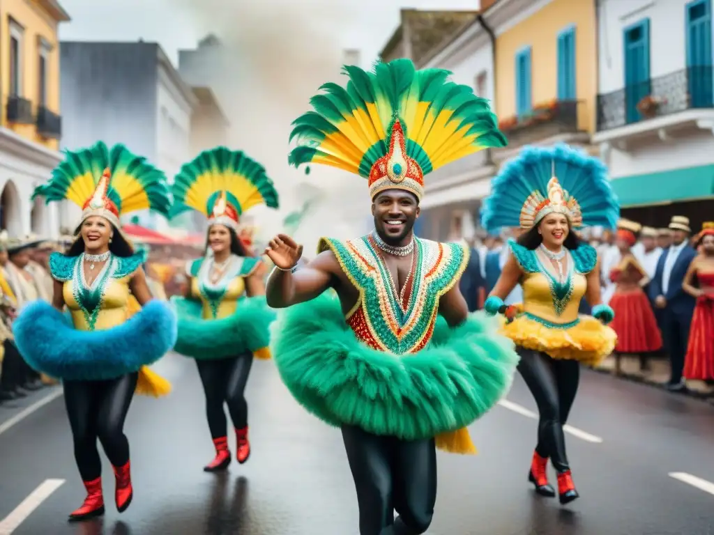 Desfile colorido: Carnaval en Uruguay con influencia africana Desfile vibrante de comparsas uruguayas con influencia africana