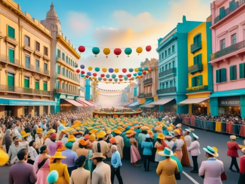 Deslumbrante carnaval en Montevideo: danza, color y alegría Deslumbrante carnaval en Montevideo con desfiles coloridos y música alegre