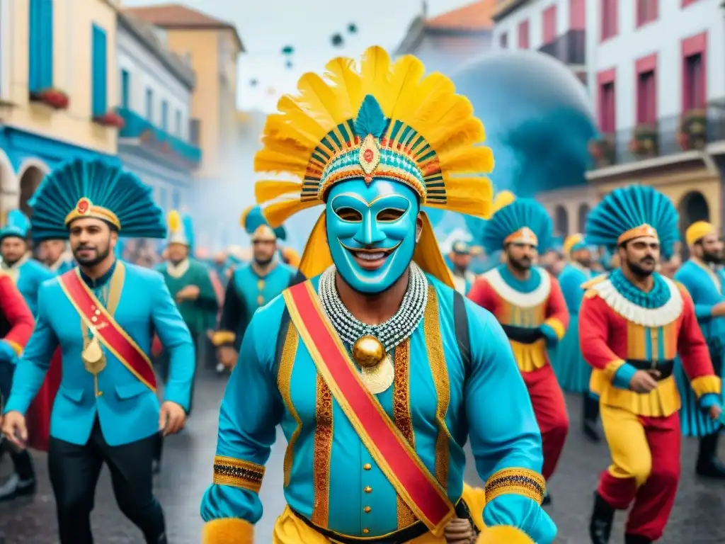 Deslumbrante Carnaval en Uruguay: pintura acuarela detallada Deslumbrante Carnaval en Uruguay: Riqueza cultural Carnaval Uruguayo