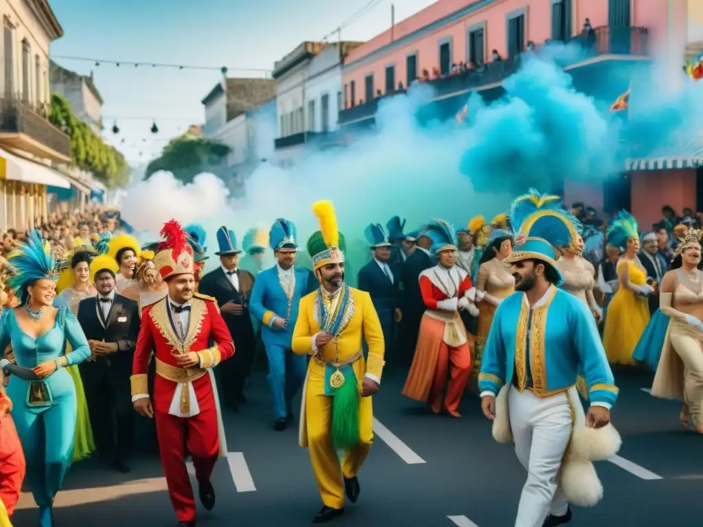 Desfile de Carnaval en Uruguay: alegría y color Deslumbrante Carnaval Uruguayo con coloridos desfiles y alegría