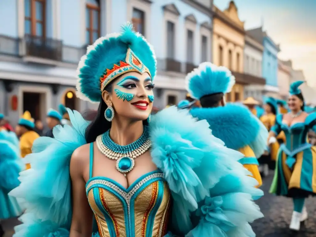 Deslumbrante Carnaval en Uruguay: Baile, música y alegría Deslumbrante Carnaval Uruguayo atracción turística: desfile de colores, música y alegría en las calles históricas