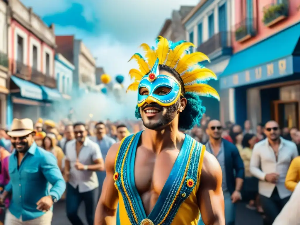 Carnaval uruguayo: alegría y color en las calles Deslumbrante celebración del Carnaval Uruguayo, con deslumbrantes trajes y desfiles festivos