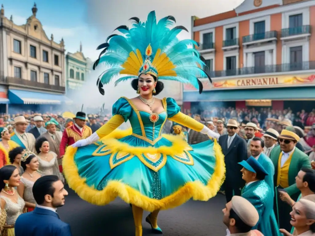 Deslumbrante comparsa en Montevideo en los años 50 Deslumbrante comparsa del Carnaval en Montevideo durante los años 50, historia del Carnaval Uruguayo en imágenes