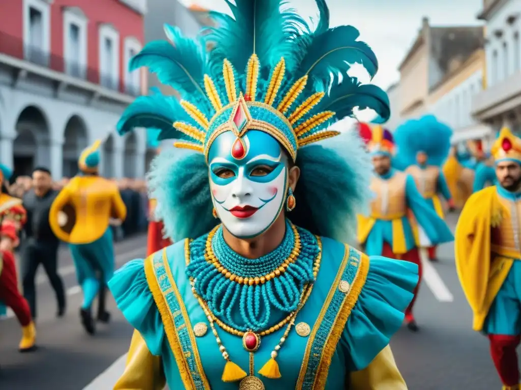 Desfile vibrante del Carnaval Uruguayo: tradición y energía Deslumbrante desfile de carnaval en Uruguay, inspiración para campañas de branding Carnaval Uruguayo auténticas