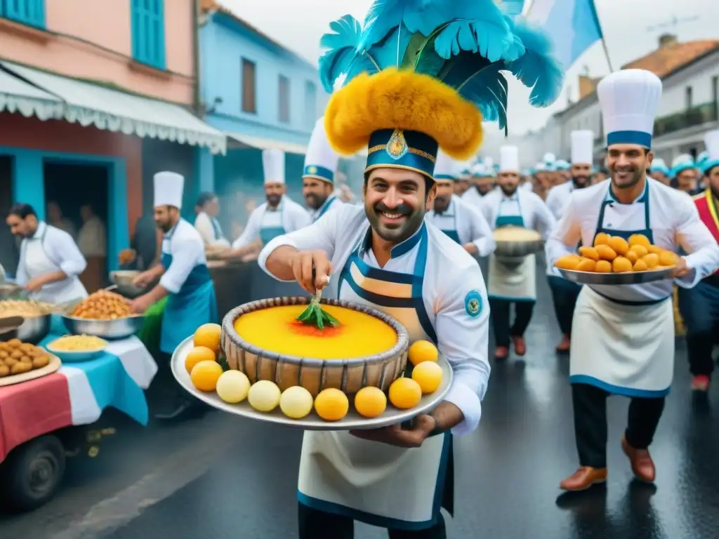 Desfile gastronómico en el Carnaval de Uruguay: chefs, color y música Deslumbrante desfile de Carnaval en Uruguay con chefs, gastronomía y espectáculo
