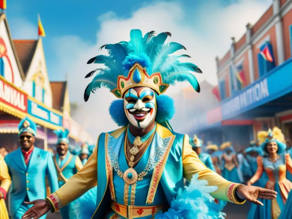 Deslumbrante desfile de carnaval con disfraces coloridos y energía contagiosa