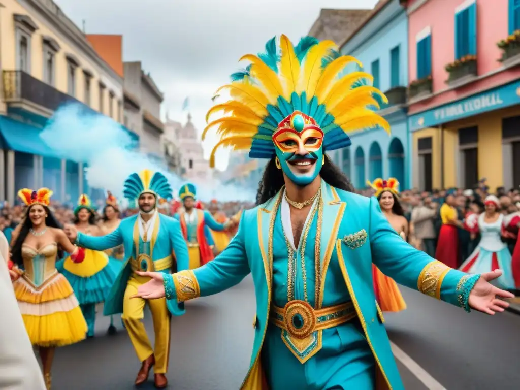 Deslumbrante Carnaval en Uruguay: fiesta de colores y tradición Deslumbrante desfile de Carnaval en Uruguay con influencia italiana y española