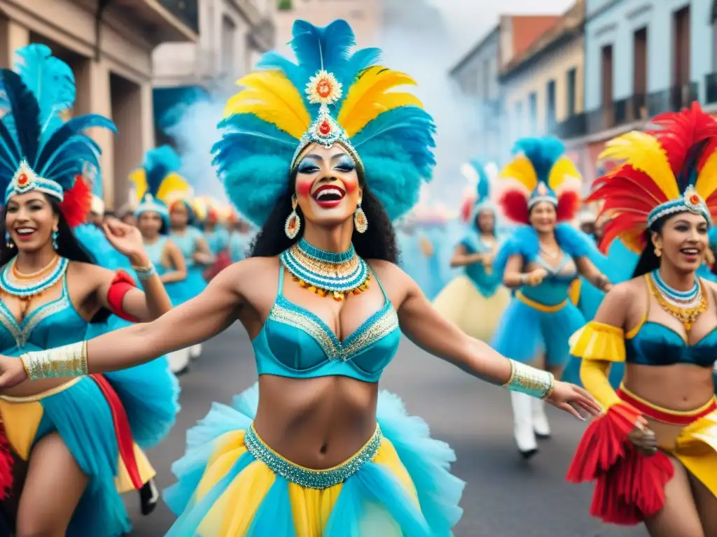 Carnaval en Uruguay: fusión de tradiciones cubanas y caribeñas Deslumbrante desfile de Carnaval en Uruguay con influencia caribeña