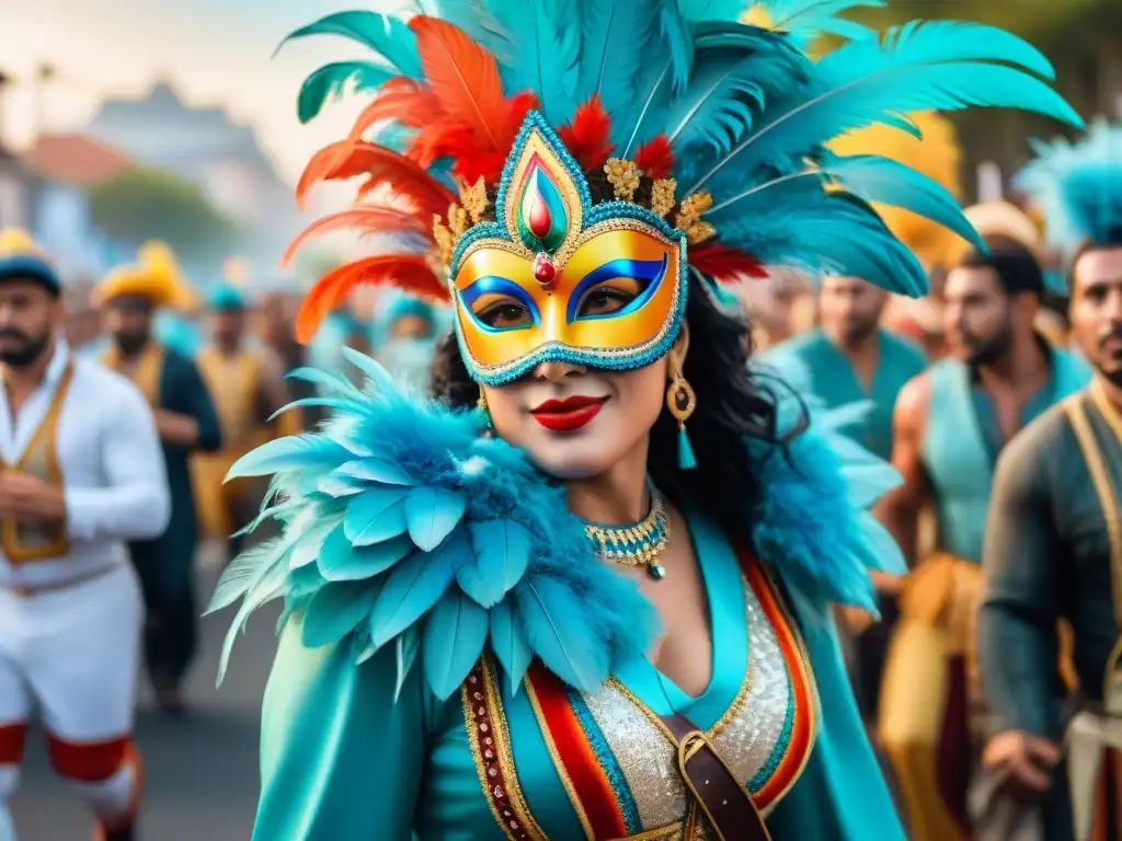 Carnaval vibrante en Uruguay: fiesta de colores y diversidad Deslumbrante desfile de Carnaval en Uruguay con influencias diásporas y diversidad de participantes