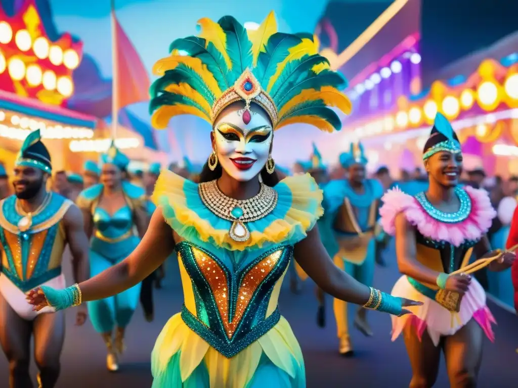 Desfile de Carnaval Futurista con Luces LED Deslumbrante desfile de Carnaval fusionando tradición con tecnología LED