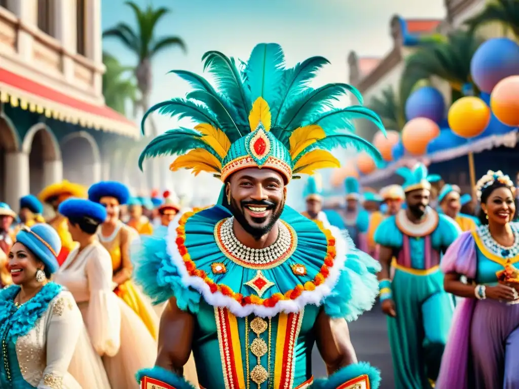 Deslumbrante ilustración acuarela del vibrante Carnaval Deslumbrante desfile de Carnaval con innovación en publicidad para Carnaval