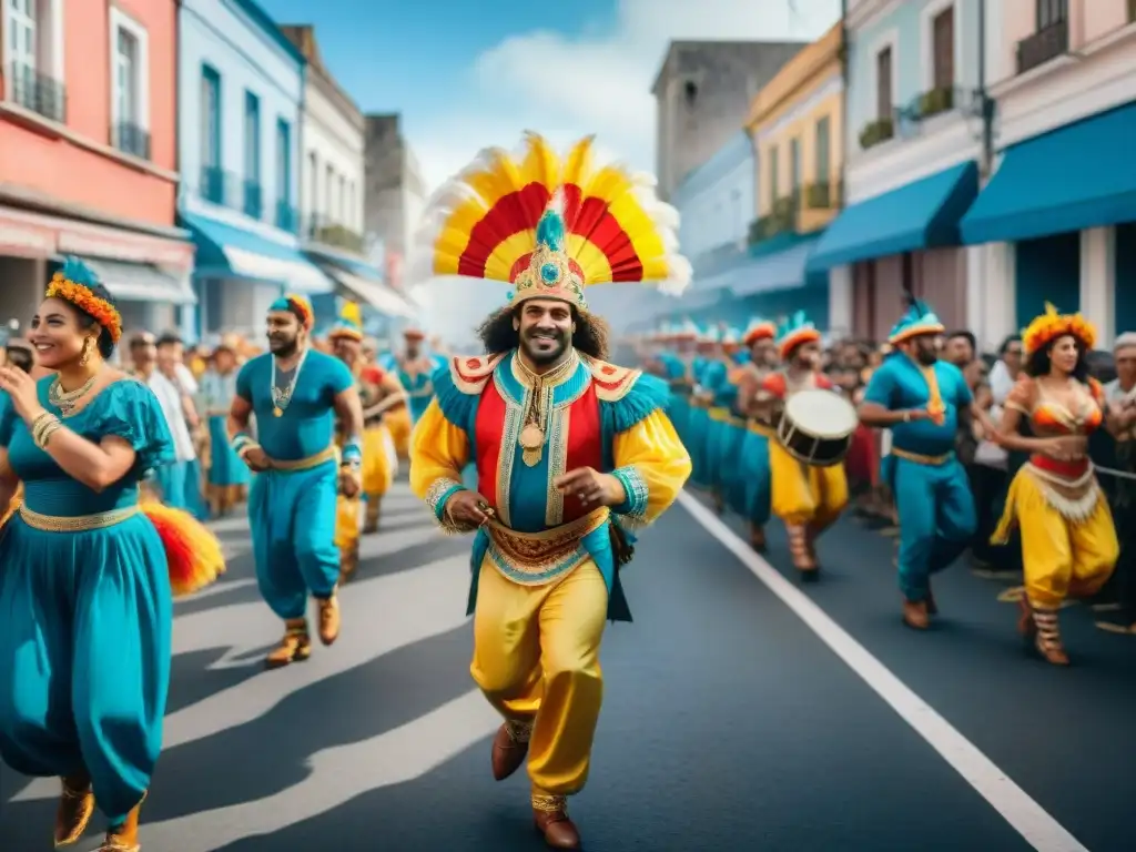 Desfile vibrante: Carnaval en Uruguay Deslumbrante desfile de Carnaval en Uruguay con música tradicional como Murga y Candombe