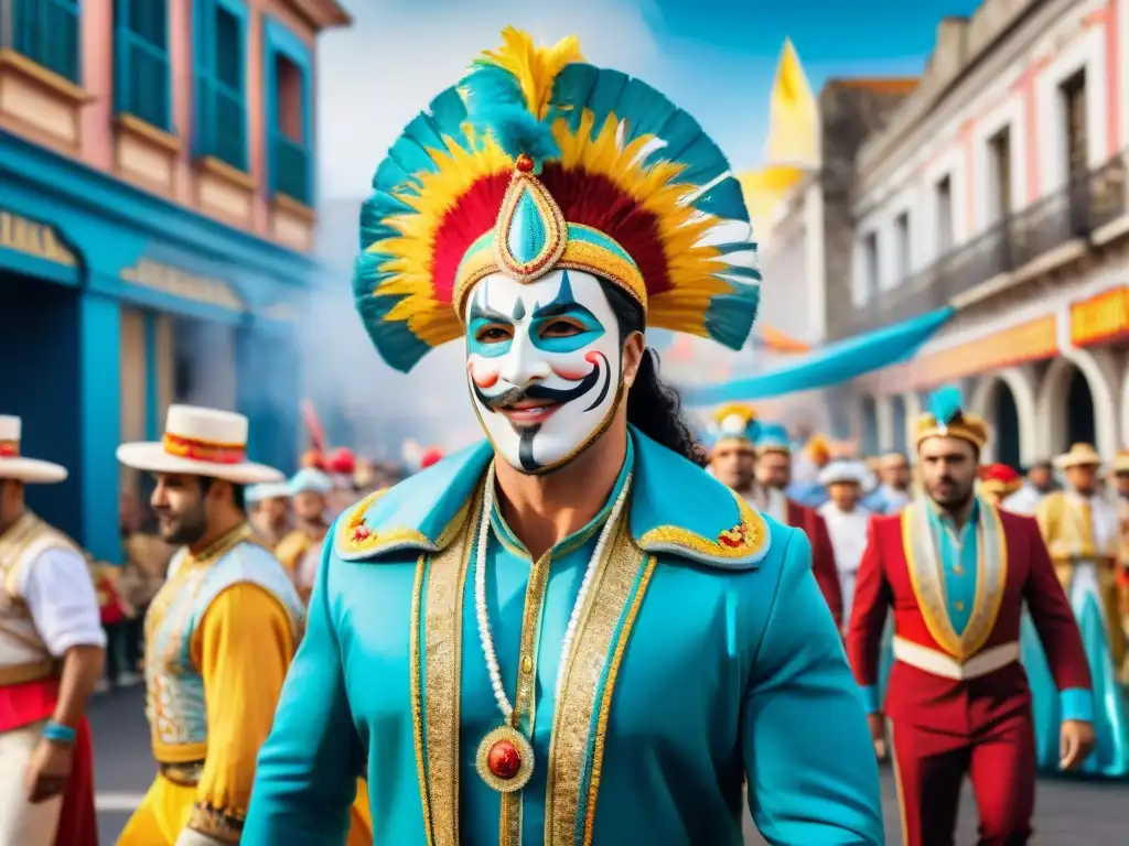 Deslumbrante desfile de carnaval en Uruguay Deslumbrante desfile de carnaval en Uruguay con trajes coloridos y música alegre