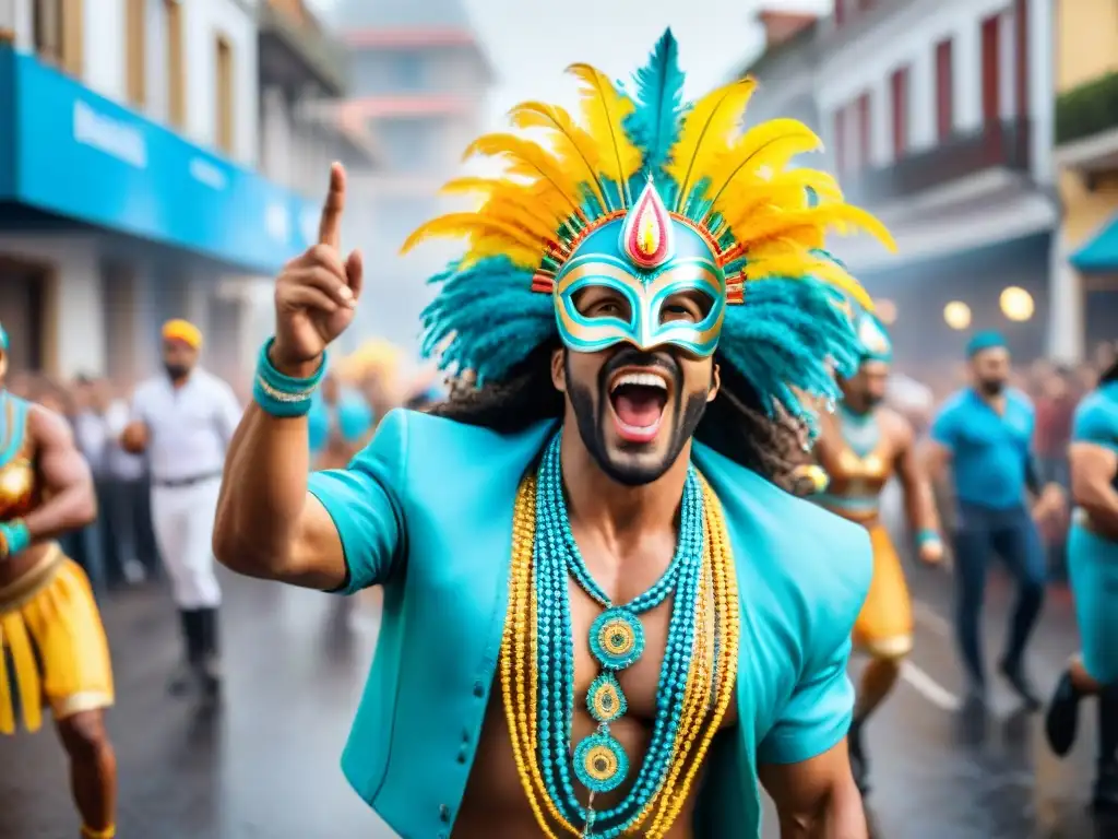 Deslumbrante Carnaval en Uruguay: baile, color y alegría Deslumbrante desfile de Carnaval en Uruguay con trajes coloridos y música tradicional