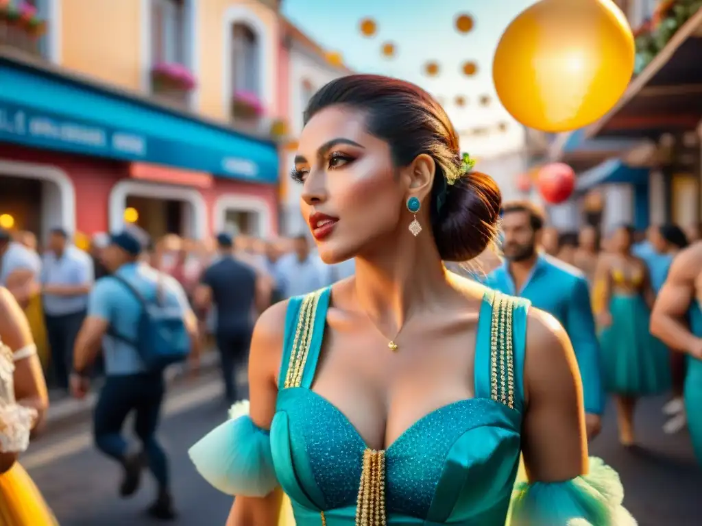 Desfile del Carnaval Uruguayo: colores y alegría en las calles Deslumbrante desfile del Carnaval Uruguayo con carrozas y bailarines, reflejando el valor duradero del Branding Carnaval Uruguayo