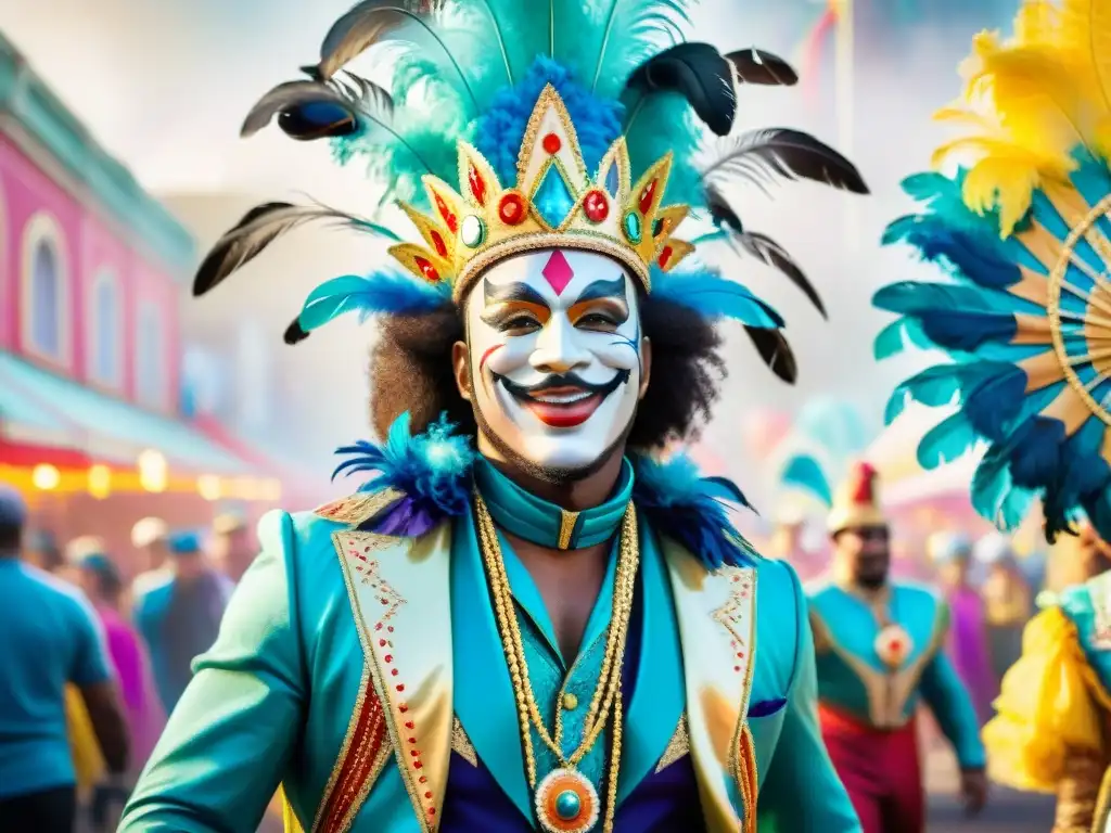Deslumbrante desfile de carnaval: alegría y colores Deslumbrante desfile de carnaval con vistosos trajes y maquillajes