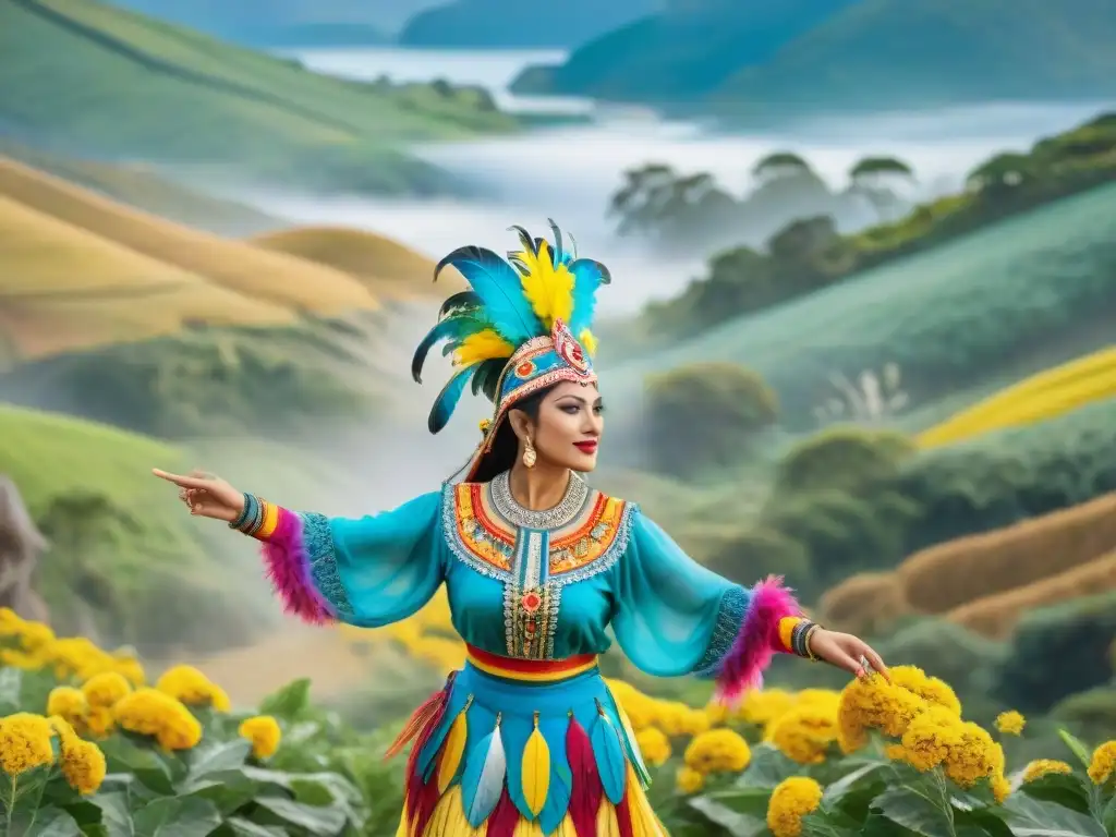 Desfile de Murgas y Comparsas: Celebración colorida y natural en Uruguay Deslumbrante desfile de murgas y comparsas en Uruguay, mensajes ecológicos se entrelazan con la naturaleza