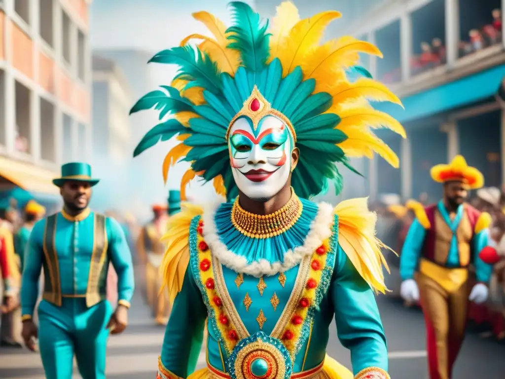 Desfile de Carnaval Sostenible: Colorida Celebración Ecofriendly Deslumbrante diseño de vestuario ecológico en un desfile de Carnaval vibrante y colorido