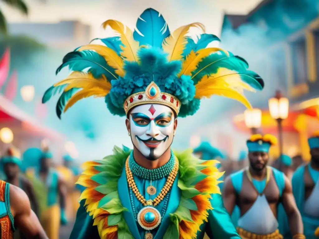 Desfile ecológico de carnaval: trajes vibrantes y sostenibles Deslumbrante diseño de vestuario ecológico Carnaval con detalles inspirados en la naturaleza y materiales sostenibles