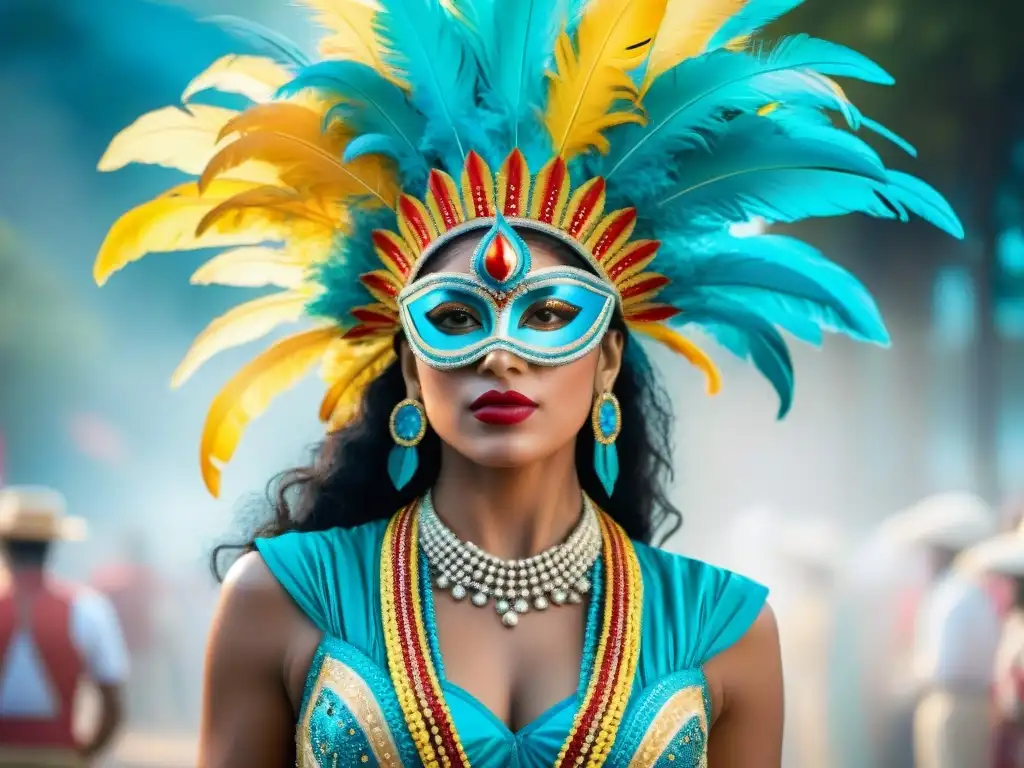 Transformación vibrante: Evolución de trajes de Carnaval en Uruguay Deslumbrante evolución de historia vestuario Carnaval Uruguay, fusionando tradición e influencias coloniales en coloridos trajes