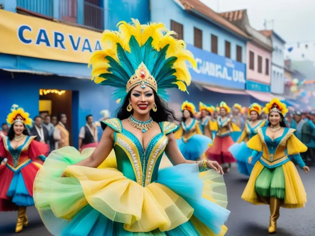 Desfile sostenible en el Carnaval Uruguayo Deslumbrante moda sostenible en el Carnaval Uruguayo: un desfile lleno de color y alegría