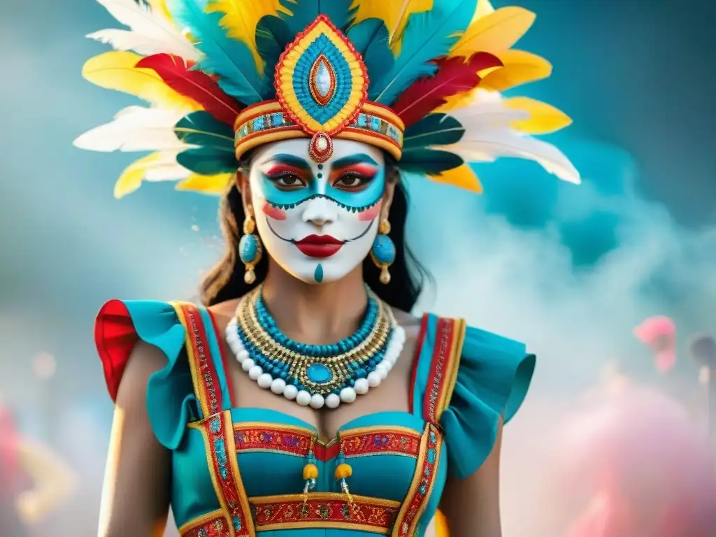 Traje de Carnaval uruguayo: vibrante y detallado Un deslumbrante traje perfecto para Carnaval Uruguayo, lleno de colores y detalles festivos