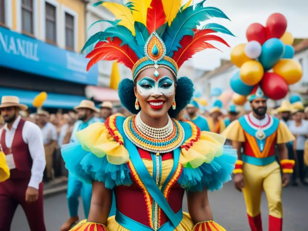 Desfile ecológico en Carnaval de Uruguay con trajes sostenibles Deslumbrantes trajes de Carnaval en Uruguay, fusionando tradición y vida sostenible