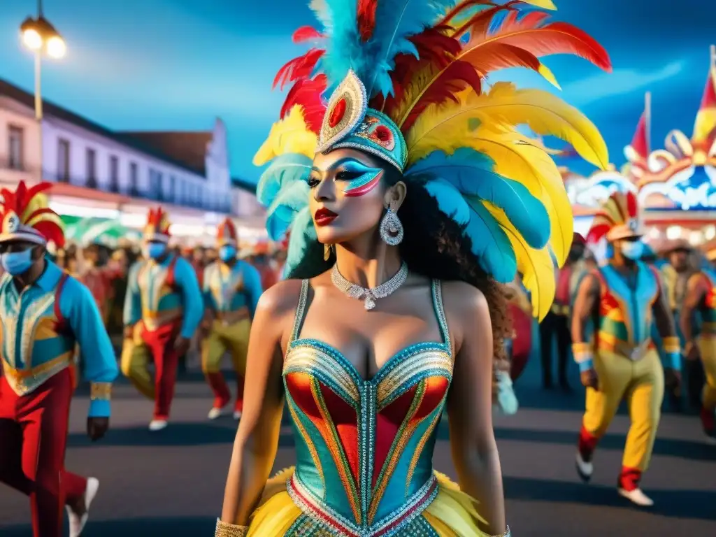 Futurismo en Carnaval: Desfile LED en Uruguay Deslumbrantes trajes tecnológicos Carnaval Uruguayo iluminan desfile nocturno