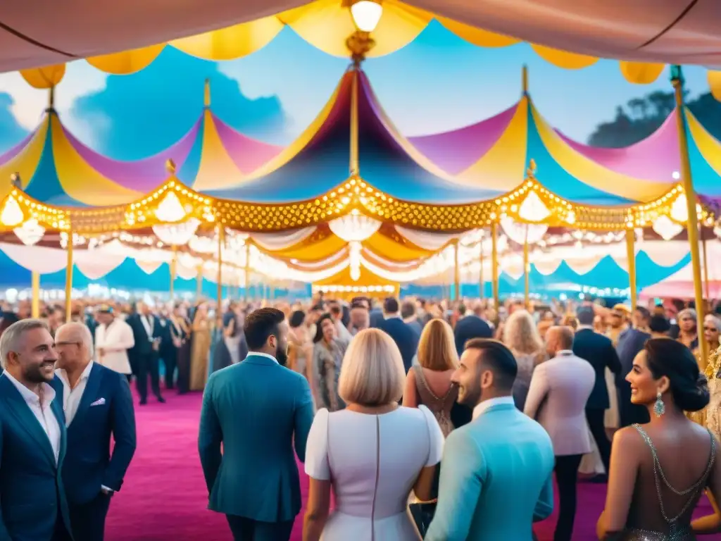 Exclusivo evento VIP en el Carnaval de Uruguay Ilustración detallada de un lujoso evento VIP en el Carnaval Uruguayo