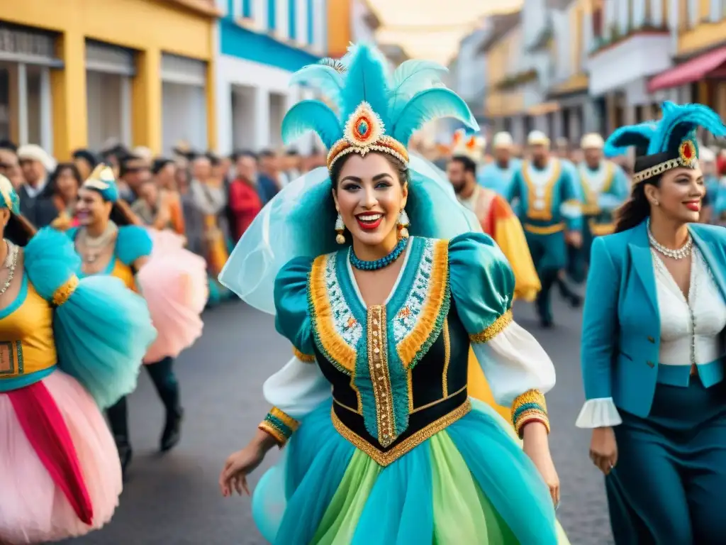Carnaval en Uruguay: Desfile vibrante y colorido Detallada ilustración acuarela del vibrante Carnaval en Uruguay con trajes tradicionales y desfiles coloridos
