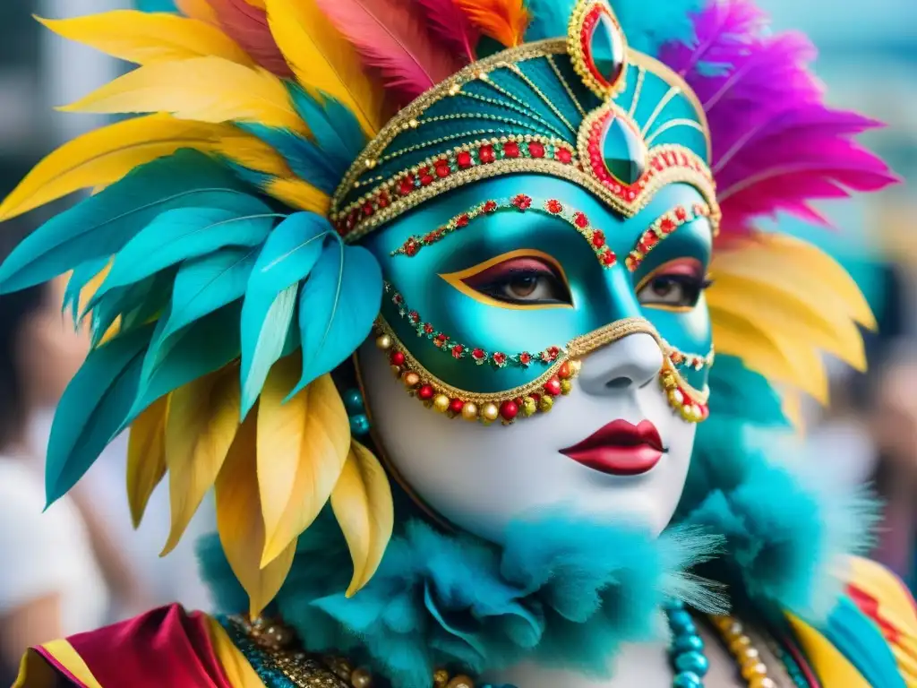 Diseño artesanal de traje de carnaval: creatividad y detalle Un detallado proceso de creación de un vibrante disfraz de carnaval, resaltando la artesanía y creatividad