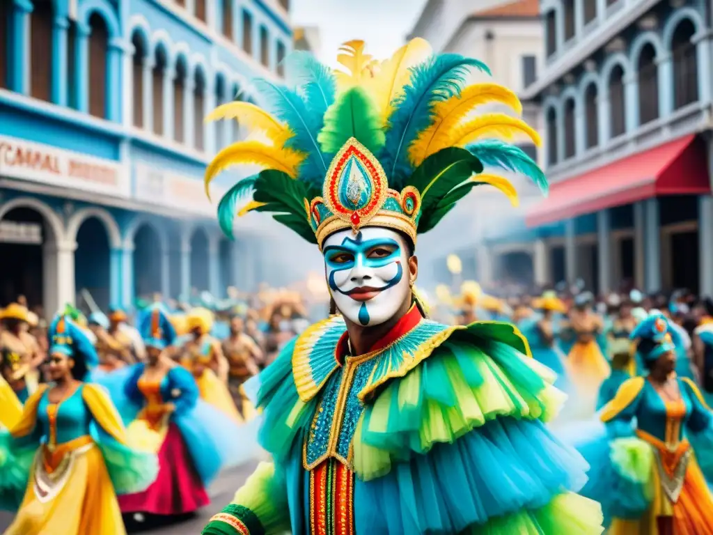 Desfile vibrante de Carnaval en Río de Janeiro Capturando la dinámica del Carnaval en las calles vibrantes de Río de Janeiro