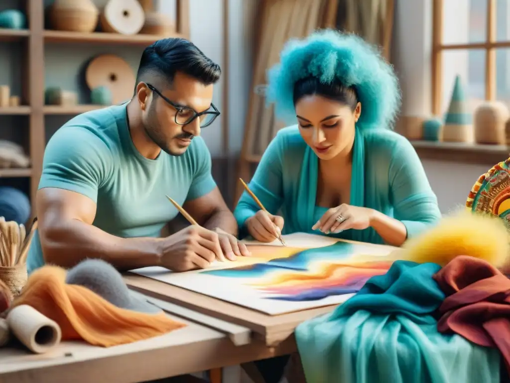 Arte y colaboración en taller de Carnaval uruguayo Diseñadores y artesanos del Carnaval Uruguay trabajan juntos en un vibrante taller creativo