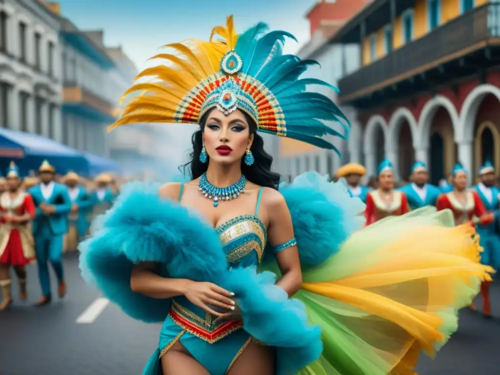 Deslumbrante desfile de Carnaval en Uruguay Diseñadores fusionan influencias internacionales en vibrante escena de carnaval en Uruguay