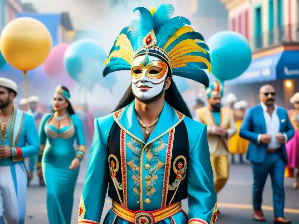 Evolución de disfraces del Carnaval Uruguayo: tradición a modernidad Evolución del disfraz en Carnaval Uruguayo: coloridos trajes tradicionales a modernos diseños innovadores en acuarela