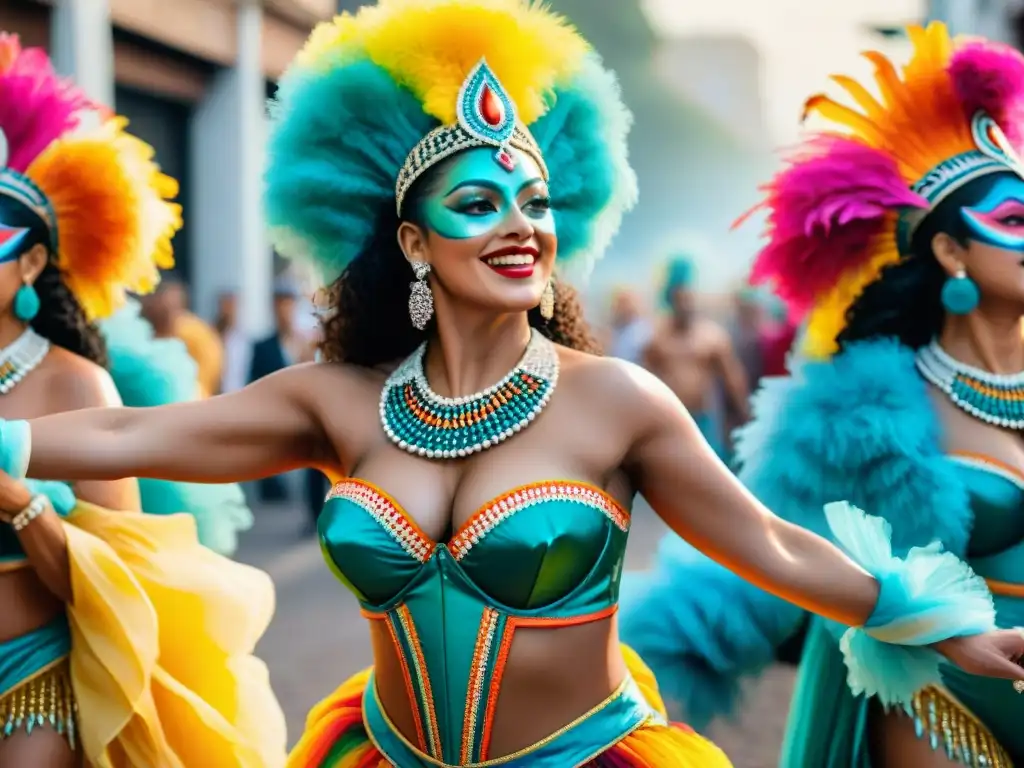 Carnaval en Uruguay: Celebración inclusiva y vibrante Diversidad y alegría en el Carnaval Uruguayo: diseño de vestuario vibrante y colorido