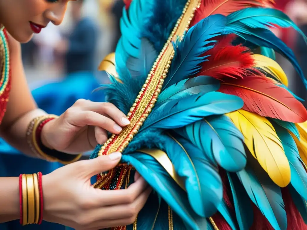 Restauración artesanal de trajes de Carnaval en Uruguay Emocionante restauración trajes emblemáticos Carnaval Uruguayo con artesanía meticulosa en brillantes colores y detalles