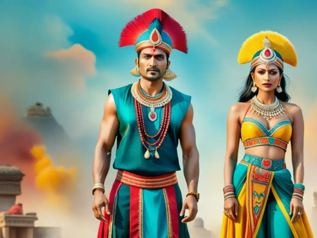 Transformación de trajes de murga: de tradicionales a modernos Evocadora ilustración en acuarela de la transformación del vestuario de murga, de tradicional a moderno