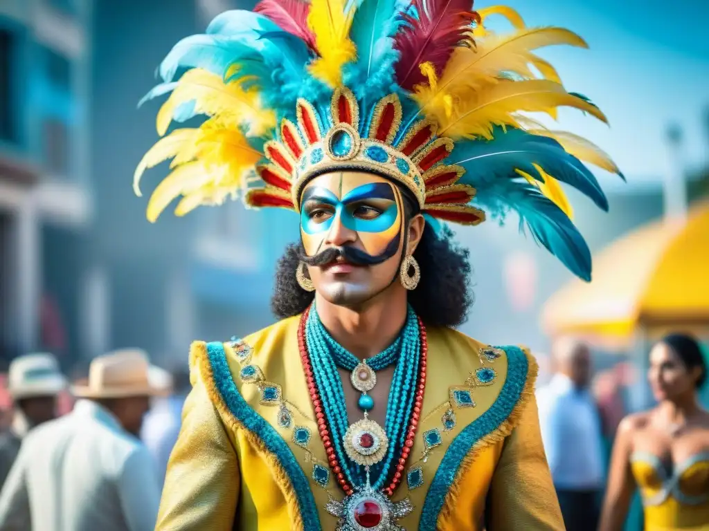 Evolución del vestuario de carnaval en Uruguay: de tradicional a moderno Evocadora evolución indumentaria Carnaval Uruguayo en acuarela