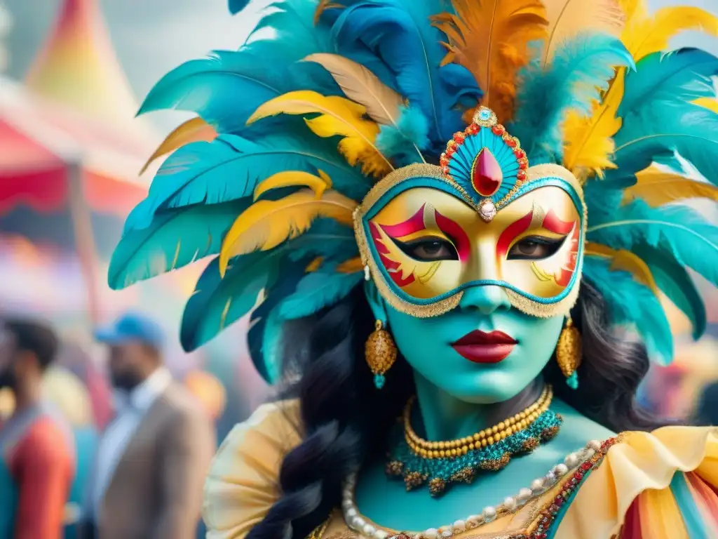 Evolución cromática del Carnaval: de tonos tierra a colores vibrantes Evocadora pintura acuarela de la evolución de colores en el Carnaval