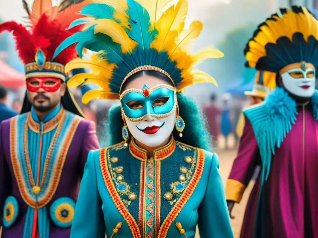 Transformación de trajes de parodistas: de sátira a celebración Evocativa evolución del vestuario parodistas carnaval: desde la sátira a la festividad colorida