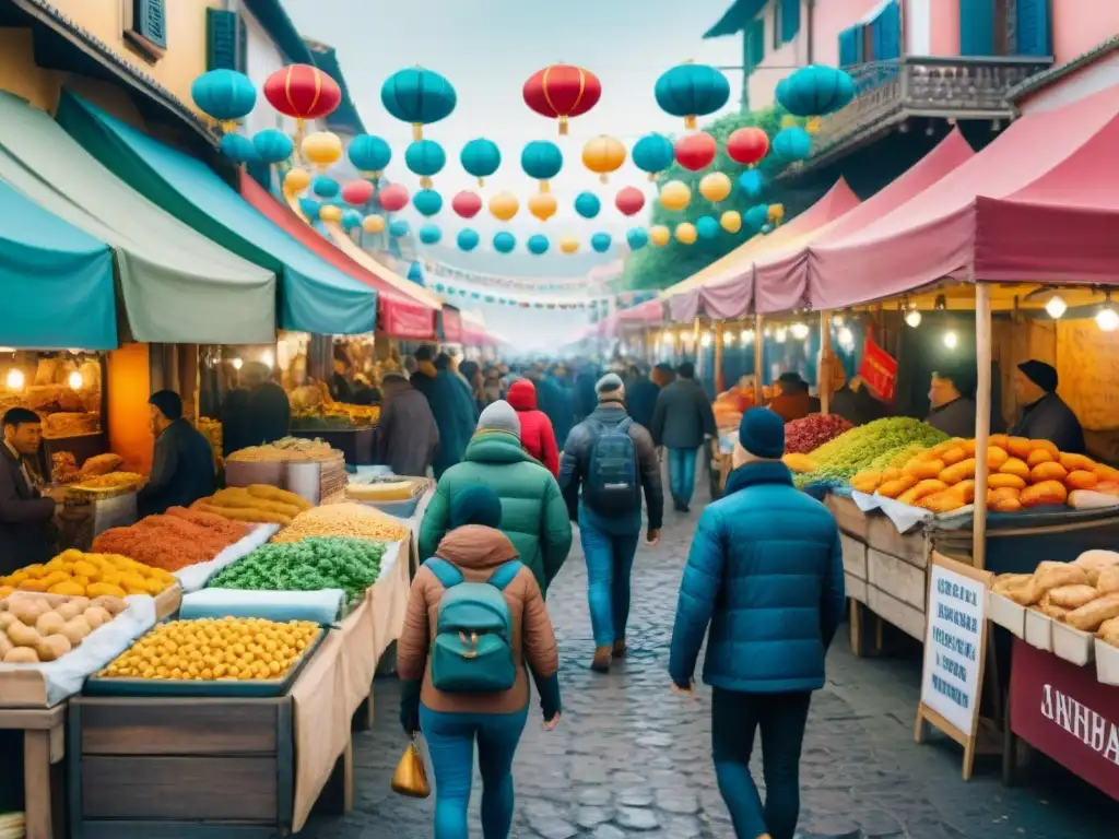 Delicias gastronómicas en el bullicioso Carnaval Festiva calle del Carnaval con puestos de comida y aromas tentadores