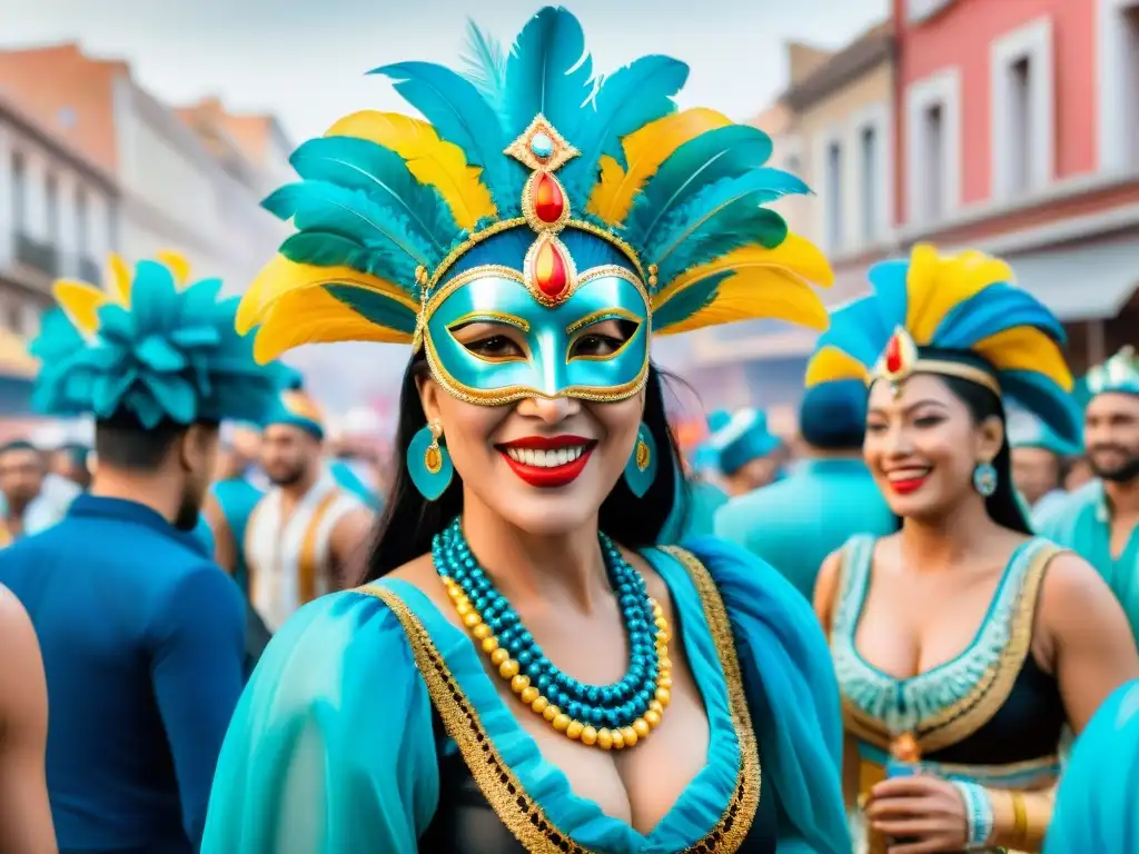 Vibrante Carnaval en Uruguay: ¡Fiesta de color y alegría! Festividad vibrante en el Carnaval uruguayo con mensajes ocultos, parodias y alegría desbordante