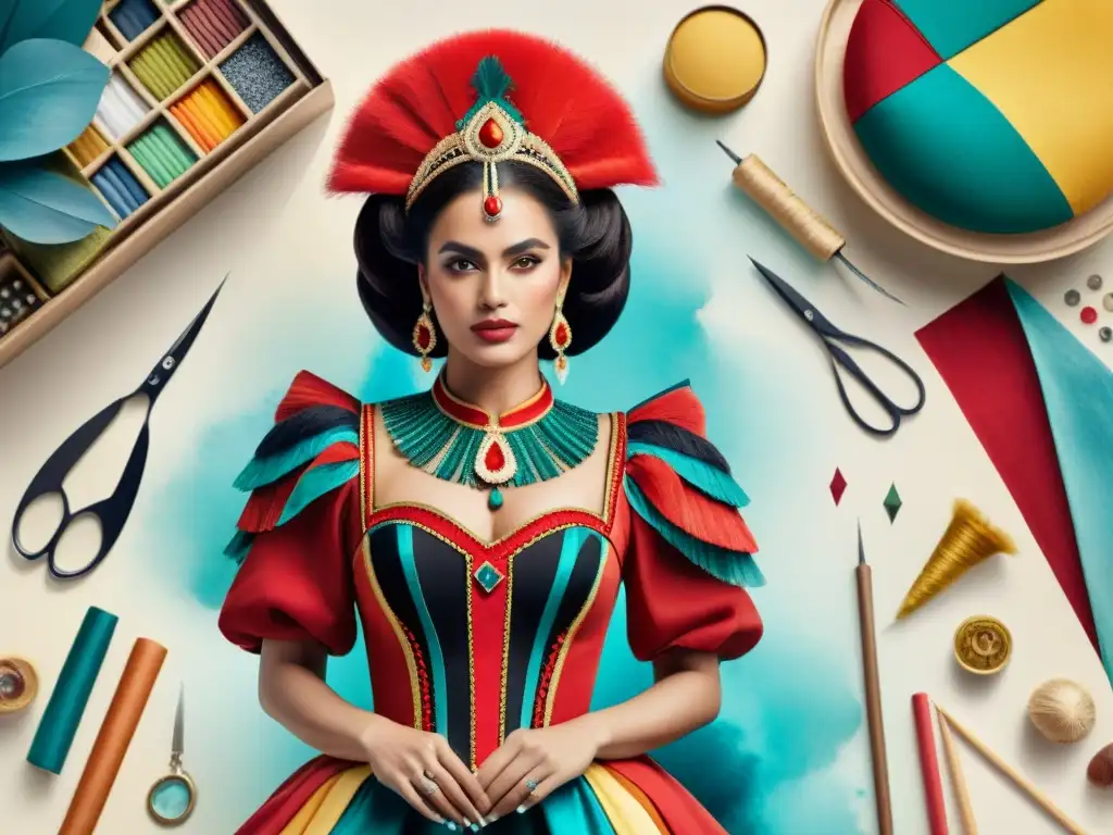 Diseñadores en acción: Reimaginando Carnaval Uruguayo Un grupo de diseñadores contemporáneos inmersos en la creatividad, reimaginando trajes de Carnaval Uruguayo