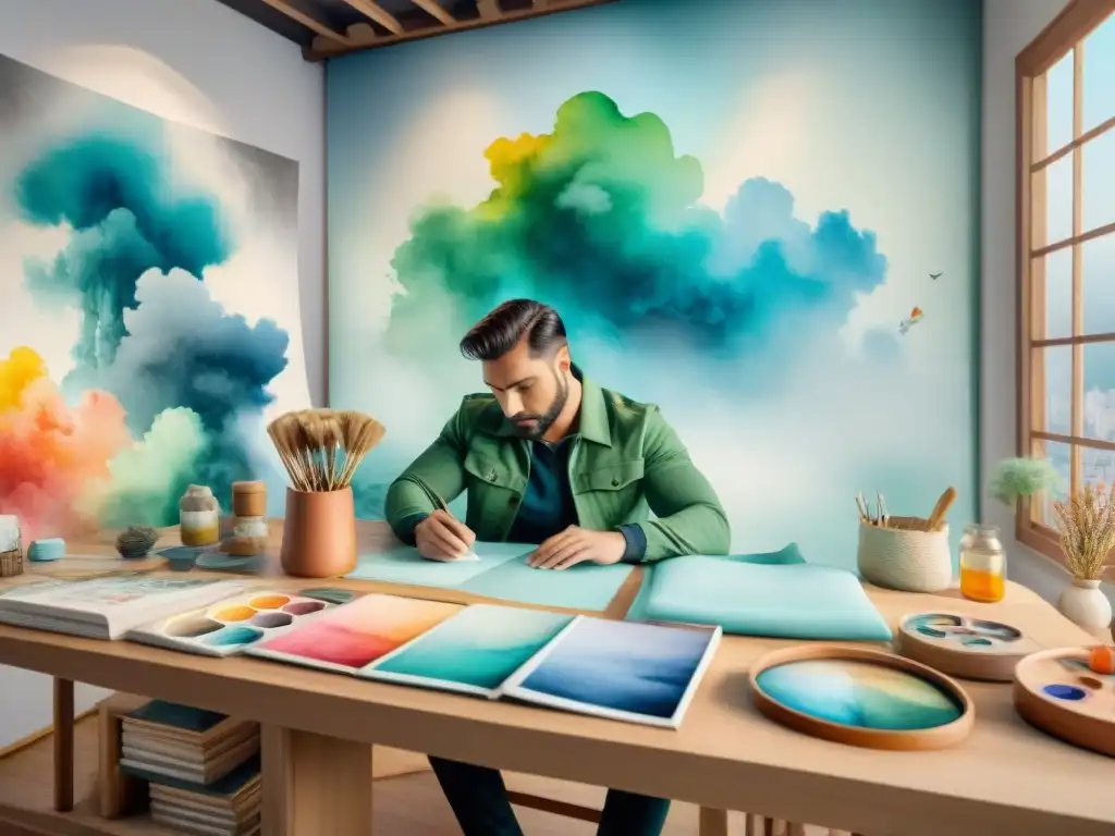 Parodistas uruguayos en su estudio creativo Grupo de parodistas uruguayos inmersos en su proceso creativo en estudio caótico